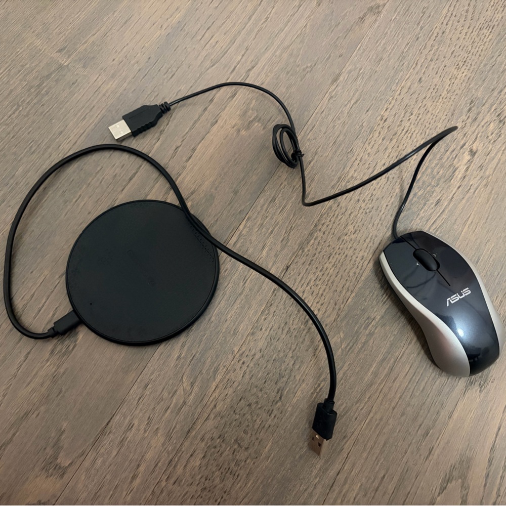 ASUS Black and Silver Wired Mouse with USB Pad